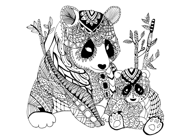 Coloriage Adulte Panda Zentangle Celine - Adulte à imprimer